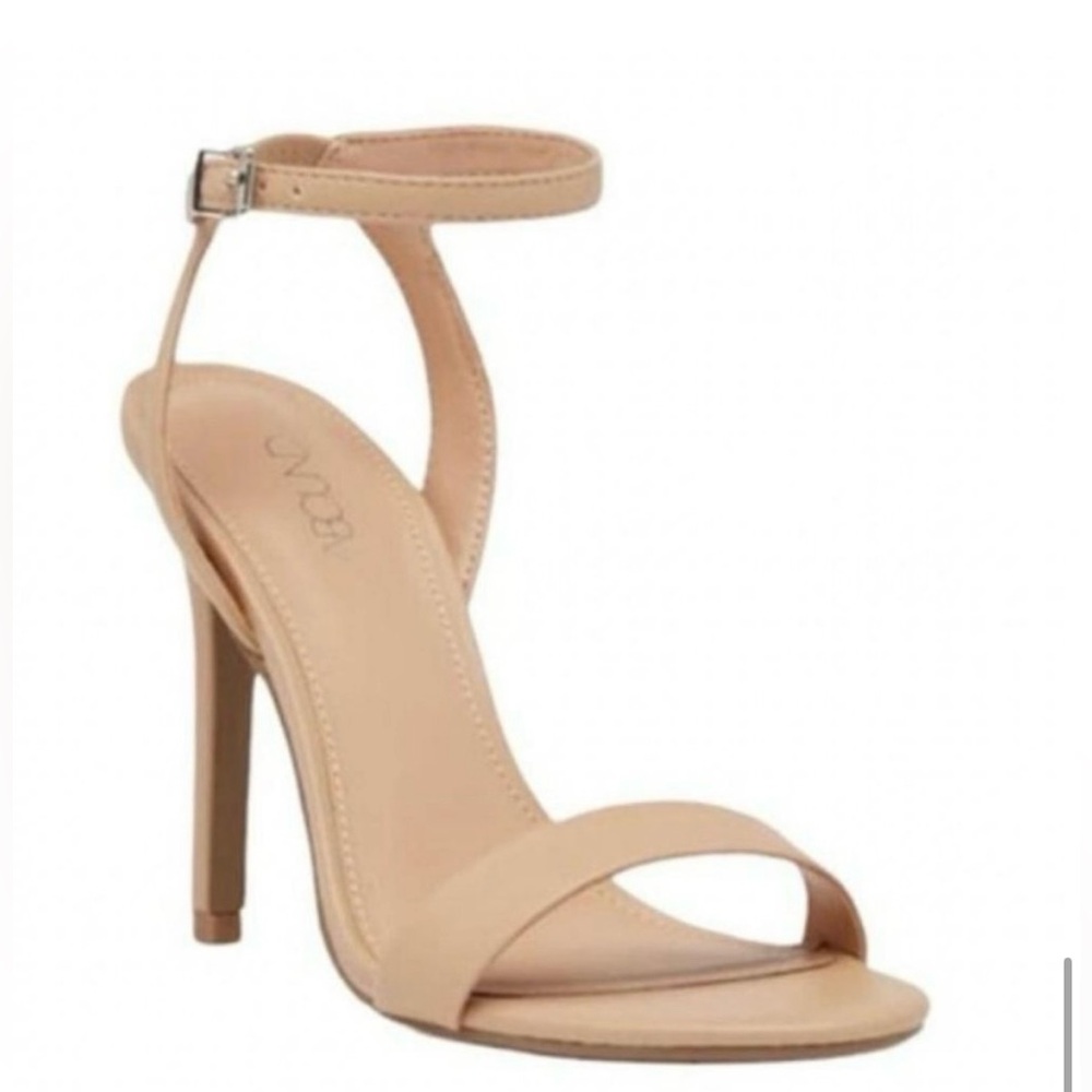 NEW Nordstrom Nude Tan Beige Ankle Strap Heels Minimalist Capsule Wardrobe 8.5